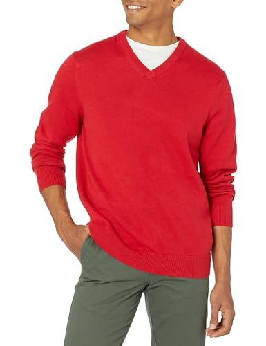 Amazon Essentials Herren Pullover-Pullover Mit V-Ausschnitt (Erhältlich In Groß und Schwer), Rot, M von Amazon Essentials