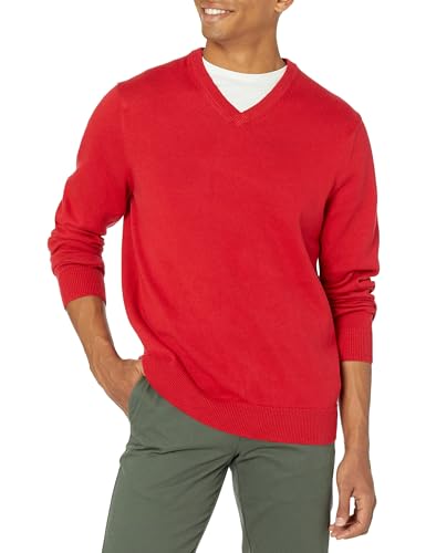 Amazon Essentials Herren Pullover mit V-Ausschnitt (in Übergröße erhältlich), Rot, XL von Amazon Essentials