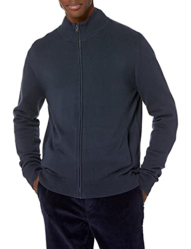 Amazon Essentials Herren Pullover mit durchgehendem Reißverschluss, Marineblau, L von Amazon Essentials
