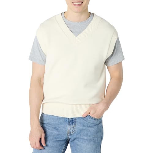 Amazon Essentials Herren Ärmelloses V-Ausschnitt-Top mit Lockerem Schnitt, Elfenbein, L von Amazon Essentials