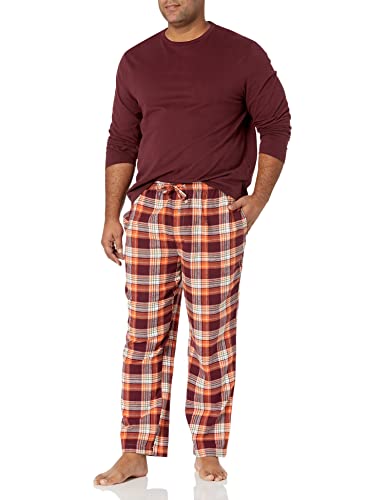 Amazon Essentials Herren Pyjama-Nachtwäsche-Set Aus Weichem Flanell (Erhältlich In Übergröße), Burgunderrot Karomuster, XXL von Amazon Essentials
