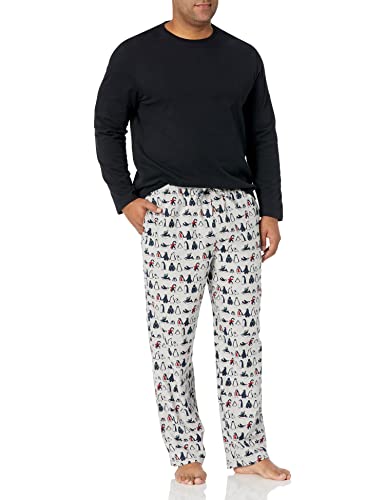Amazon Essentials Herren Pyjama-Nachtwäsche-Set Aus Weichem Flanell (Erhältlich In Übergröße), Schwarz/Pinguin, XXL von Amazon Essentials