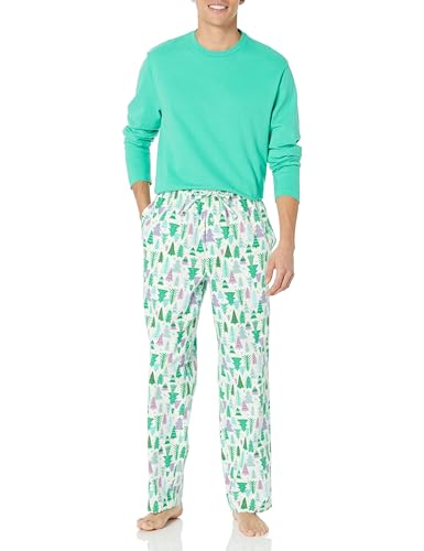 Amazon Essentials Herren Pyjama-Set aus Flanell (erhältlich in Big & Tall), Ecru Weihnachtsbaum, XXL von Amazon Essentials