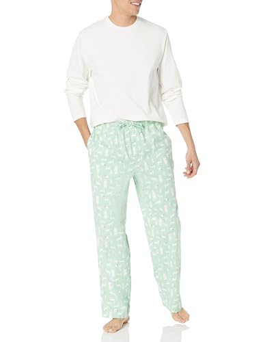 Amazon Essentials Herren Pyjama-Set aus Flanell (erhältlich in Big & Tall), Minzgrün Waldtiere, XS von Amazon Essentials