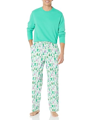 Amazon Essentials Herren Pyjama-Set aus Flanell (erhältlich in Big & Tall), Ecru Weihnachtsbaum, 3XL von Amazon Essentials