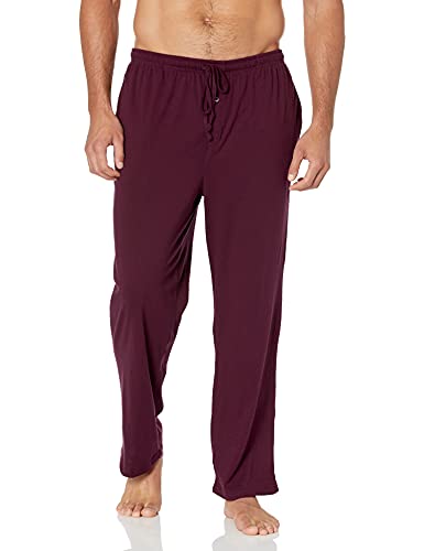 Amazon Essentials Herren Pyjamahose aus Baumwollstrick, Burgunderrot, L von Amazon Essentials