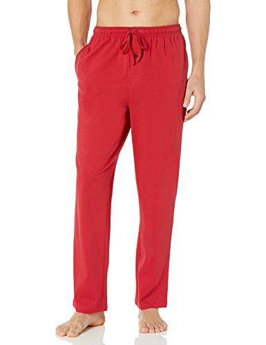 Amazon Essentials Herren Pyjamahose aus Baumwollstrick, Rot, M von Amazon Essentials