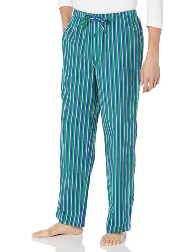 Amazon Essentials Herren Pyjamahose aus Flanell (erhältlich in Big & Tall), Blau Grün Streifen, XS von Amazon Essentials