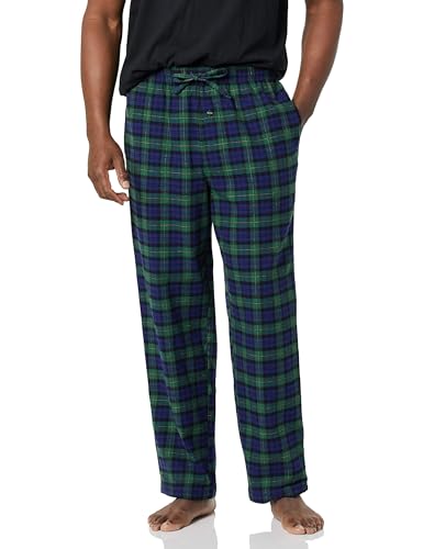 Amazon Essentials Herren Atmungsaktive Flanell-Pyjamahose (Erhältlich In Groß Und Schwer), Grün Königsblau Tartan Plaid, L von Amazon Essentials