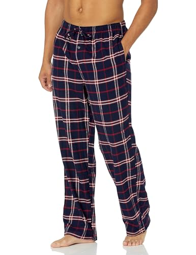 Amazon Essentials Herren Atmungsaktive Flanell-Pyjamahose (Erhältlich In Groß Und Schwer), Marineblau Rot Karomuster, XS von Amazon Essentials