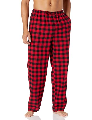 Amazon Essentials Herren Pyjamahose aus Flanell (erhältlich in Big & Tall), Rot Buffalokaros, XS von Amazon Essentials