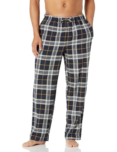 Amazon Essentials Herren Atmungsaktive Flanell-Pyjamahose (Erhältlich In Groß Und Schwer), Schwarz Gelb Karomuster, L von Amazon Essentials