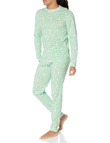 Amazon Essentials Herren Pyjamaset, Strick, Minzgrün Waldtiere, 5XL Große Größen von Amazon Essentials