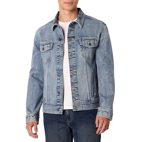 Amazon Essentials Herren Regular-Fit Denim-Jacke mit geringem Stretchanteil, Hell Getönt, XS Amazon Essentials Herren Regular-Fit Denim-Jacke mit geringem Stretchanteil, Hell Getönt, XS von Amazon Essentials