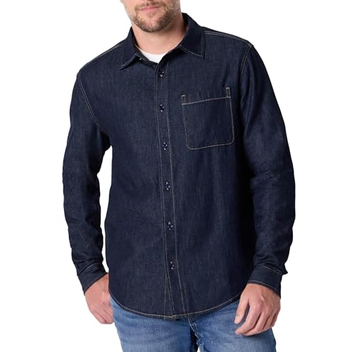 Amazon Essentials Herren Regular-Fit Langärmliges Button-Down-Jeanshemd, Auswaschen, M von Amazon Essentials