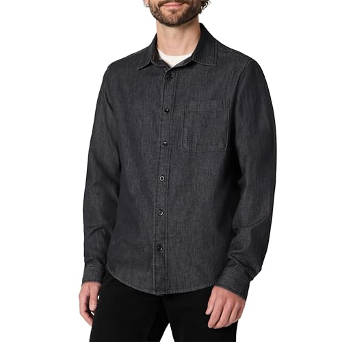 Amazon Essentials Herren Regular-Fit Langärmliges Button-Down-Jeanshemd, Schwarze Waschung, S von Amazon Essentials
