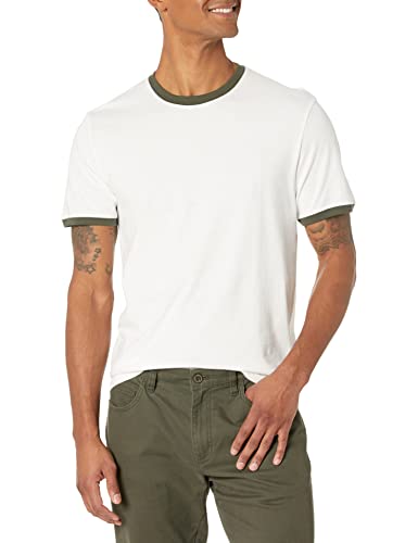 Amazon Essentials Herren Ringer-T-Shirt mit kurzen Ärmeln (Früher Goodthreads), Dunkles Olivgrün/Elfenbein, XXL Tall von Amazon Essentials