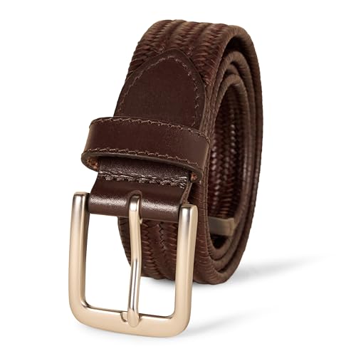 Amazon Essentials Herren Röhrenförmiger Stretch-Webgürtel, Braun, 115 von Amazon Essentials