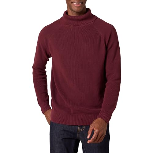Amazon Essentials Herren Rollkragenpullover aus 100% Baumwoll-Rippstrick, Burgunderrot, M von Amazon Essentials