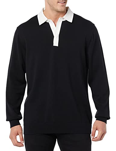 Amazon Essentials Herren Rugby-Pullover, Schwarz, L von Amazon Essentials