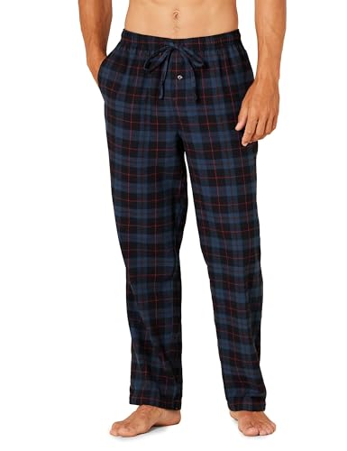 Amazon Essentials Herren Pyjamahose aus Flanell (erhältlich in Big & Tall), Schwarz Blau Karo, XS von Amazon Essentials