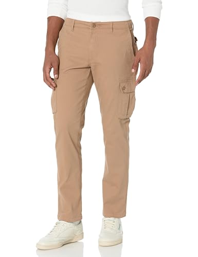 Amazon Essentials Herren Schmal geschnittene Stretch-Cargohose (erhältlich in Big & Tall), Dunkles Khakibraun, 36W / 32L von Amazon Essentials