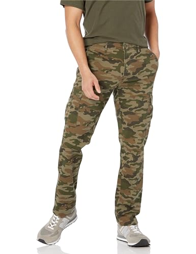 Amazon Essentials Herren Schmal geschnittene Stretch-Cargohose (erhältlich in Big & Tall), Grün Tarnmuster, 38W / 34L von Amazon Essentials