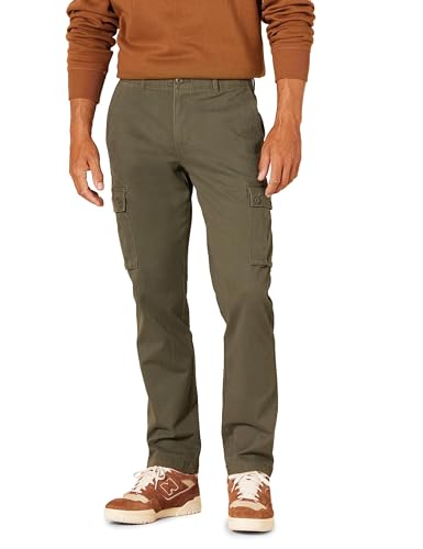 Amazon Essentials Herren Schmal geschnittene Stretch-Cargohose (erhältlich in Big & Tall), Olivgrün, 40W / 32L von Amazon Essentials