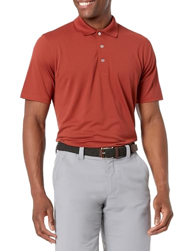 Amazon Essentials Herren Golf-Polo-Shirt, Schnell Trocknend, Normale Passform - Auslauffarben, Rostfarben, XS von Amazon Essentials