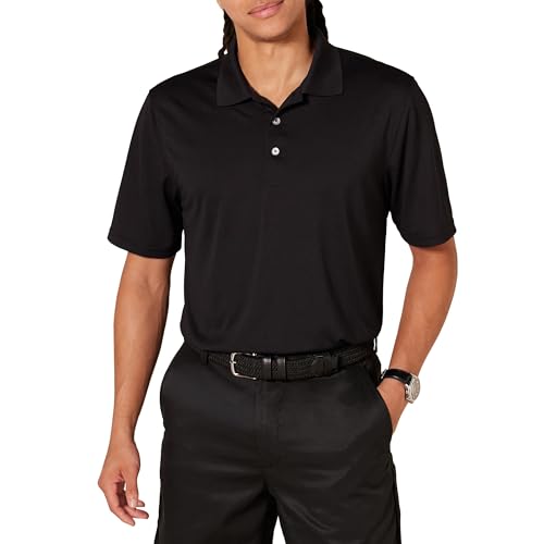 Amazon Essentials Herren Golf-Poloshirt, Feuchtigkeitsableitend Schnell Trocknend, Kurzarm, Schwarz, S von Amazon Essentials