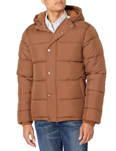 Amazon Essentials Herren Schwerer Puffermantel mit Kapuze, Hellbraun, XXL von Amazon Essentials