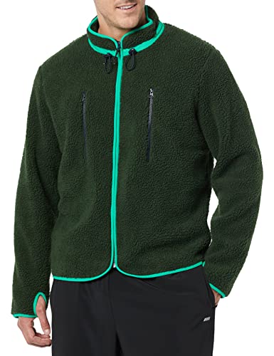 Amazon Essentials Herren Sherpa-Fleecejacke mit durchgehendem Reißverschluss, Dunkelgrün, XXL von Amazon Essentials