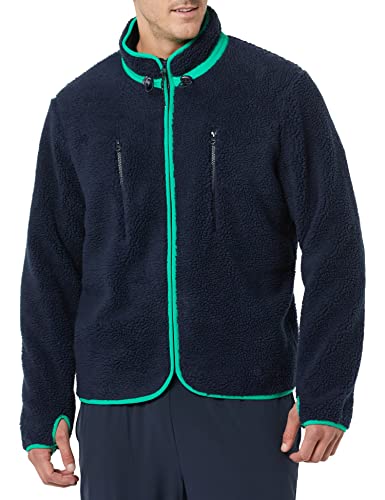 Amazon Essentials Herren Sherpa-Fleecejacke mit durchgehendem Reißverschluss, Dunkles Marineblau, S von Amazon Essentials