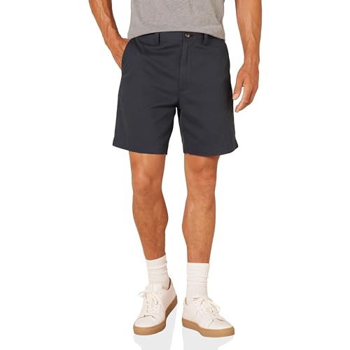 Amazon Essentials Herren Shorts, Klassischer Schnitt, 18 cm, Marineblau, 34W von Amazon Essentials