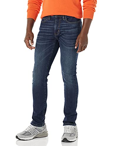 Amazon Essentials Herren Skinny Jeans mit hohem Stretchanteil, Dunkle Waschung, 34W / 28L von Amazon Essentials