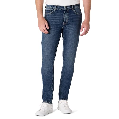 Amazon Essentials Herren Slim-Fit-Jeans, Getöntes Mittelindigoblau, 30W / 28L von Amazon Essentials