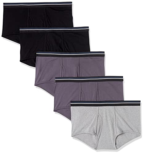 Amazon Essentials Herren Slip ohne Etikett aus Baumwolle, 5er-Pack, Schwarz/Grau/Kohlegrau, 5XL Große Größen von Amazon Essentials