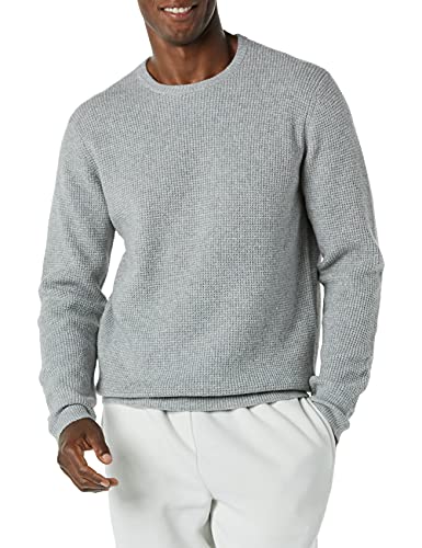Amazon Essentials Herren Soft-Touch-Pullover mit Langen Ärmeln, Rundhalsausschnitt und Waffelstich, Hellgrau Meliert, XXL von Amazon Essentials
