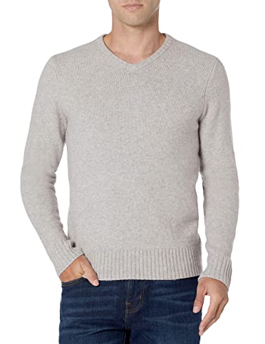 Amazon Essentials Herren Soft-Touch-Pullover mit Langen Ärmeln und V-Ausschnitt, Hellgrau, S von Amazon Essentials