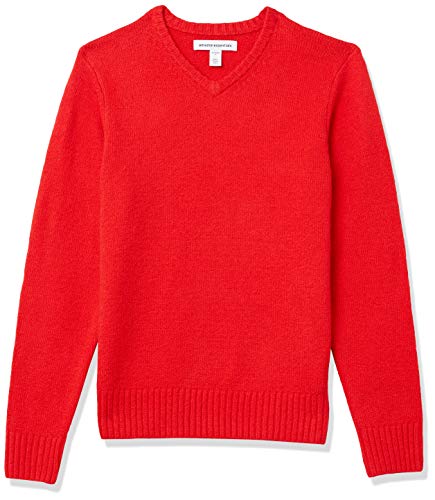 Amazon Essentials Herren Soft-Touch-Pullover mit Langen Ärmeln und V-Ausschnitt, Rot, L von Amazon Essentials