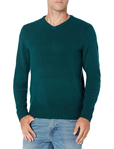 Amazon Essentials Herren Soft-Touch-Pullover mit Langen Ärmeln und V-Ausschnitt, Tannengrün, XS von Amazon Essentials