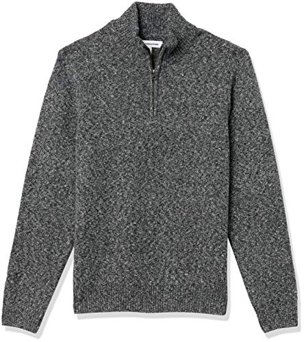 Amazon Essentials Herren Soft-Touch-Pullover mit Viertelreißverschluss und Langen Ärmeln, Dunkelgrau Merl, L von Amazon Essentials