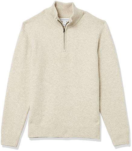 Amazon Essentials Herren Soft-Touch-Pullover mit Viertelreißverschluss und Langen Ärmeln, Gebrochenes Weiß, XXL von Amazon Essentials