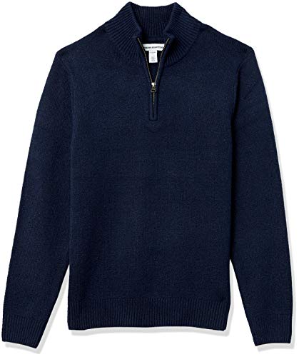 Amazon Essentials Herren Soft-Touch-Pullover mit Viertelreißverschluss und Langen Ärmeln, Marineblau, XXL von Amazon Essentials