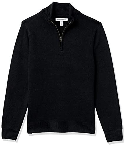Amazon Essentials Herren Soft-Touch-Pullover mit Viertelreißverschluss und Langen Ärmeln, Schwarz, XL von Amazon Essentials