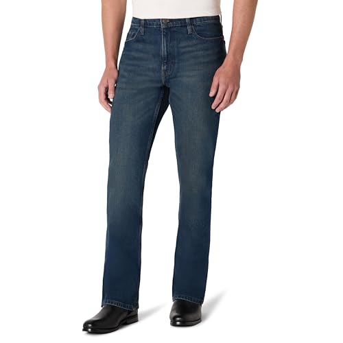 Amazon Essentials Herren Straight-Fit Bootcut-Jeans mit geringem Stretchanteil, Dunkel Getönt, 33W / 34L von Amazon Essentials