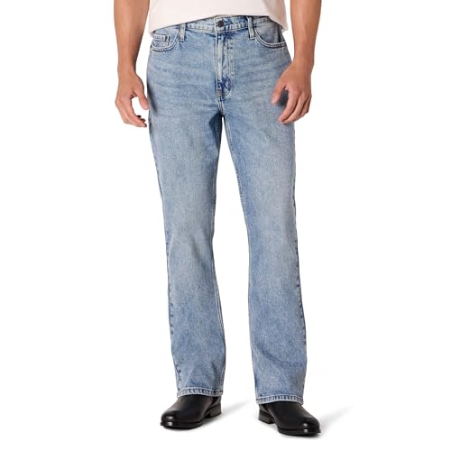 Amazon Essentials Herren Straight-Fit Bootcut-Jeans mit geringem Stretchanteil, Hell Getönt, 36W / 32L von Amazon Essentials