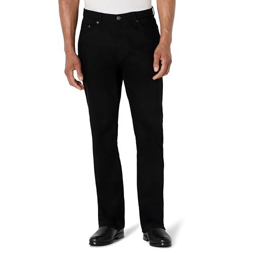 Amazon Essentials Herren Straight-Fit Bootcut-Jeans mit geringem Stretchanteil, Schwarz, 33W / 28L von Amazon Essentials