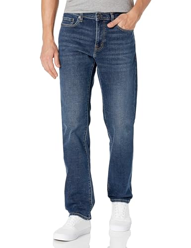 Amazon Essentials Herren Stretchjeans, Gerade Geschnitten-Auslauffarben, Dunkelblau Vintage, 36W / 32L von Amazon Essentials