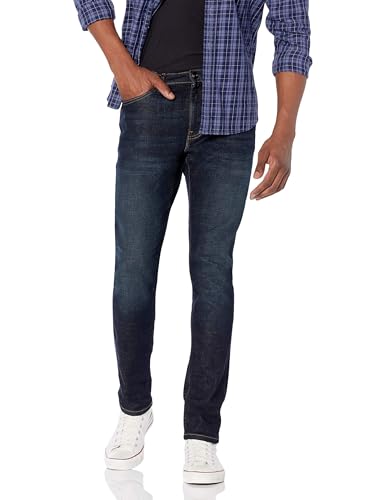 Amazon Essentials Herren Stretchjeans, Skinny-Passform, Dunkles Indigo/Leicht Ausgespült, 29W / 32L von Amazon Essentials